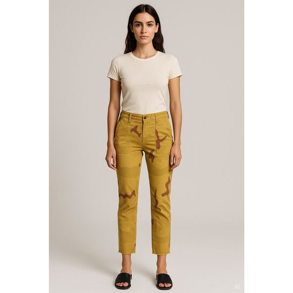 Nili Lotan Pants - Nili Lotan Rare Mustard Camo Utility Pants Military Inspired US 30 Sz 8-10 USA